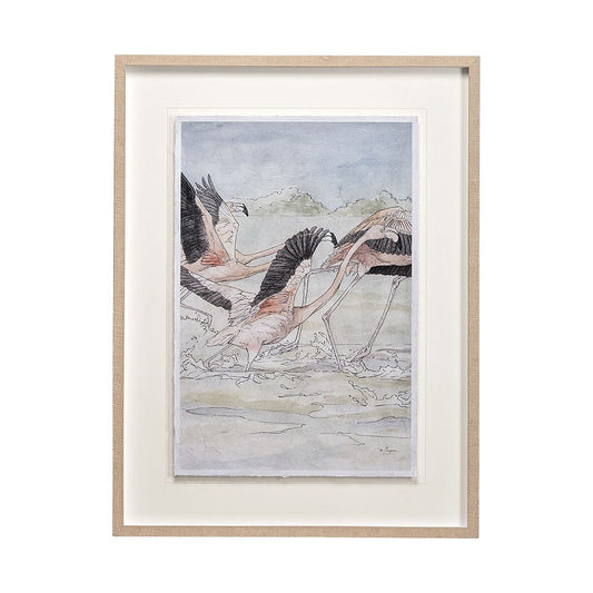 Mercana - Flamingo I by Mercana Studio a Hand Embellished Textured Framed Art Print Matted under Glass - 13056 view 1