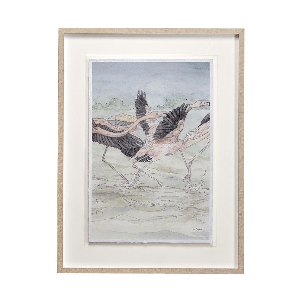 Mercana - Flamingo II by Mercana Studio a Hand Embellished Textured Framed Art Print Matted under Glass - 13057 view 1