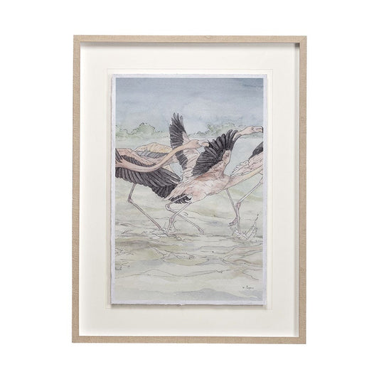 Mercana - Flamingo II by Mercana Studio a Hand Embellished Textured Framed Art Print Matted under Glass - 13057 view 1