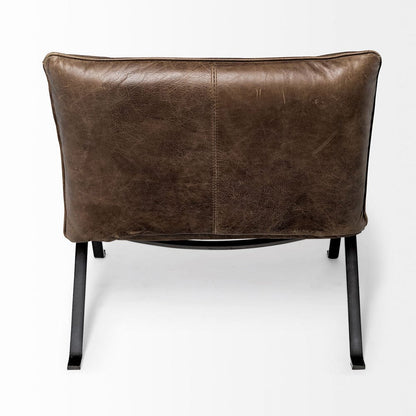 Mercana - Flavelle I Brown Leather Cushion Seat and Solid Iron Base Accent Chair - 68575 view 3
