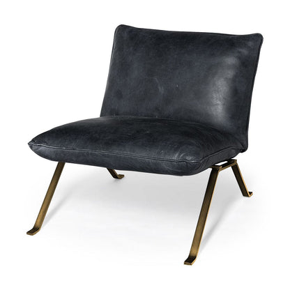 Mercana - Flavelle II Black Leather Cushion Seat and Solid Iron Base Accent Chair - 68576 view 1