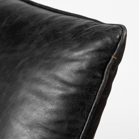 Mercana - Flavelle II Black Leather Cushion Seat and Solid Iron Base Accent Chair - 68576 view 2