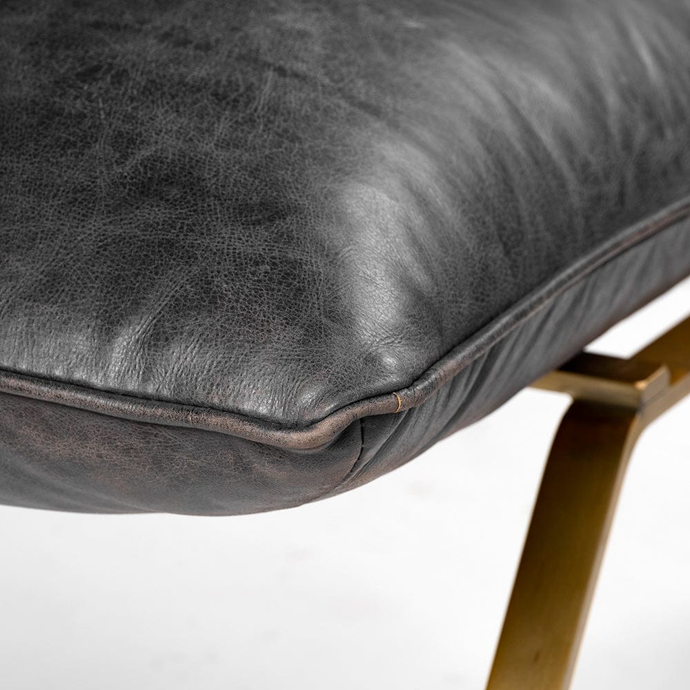 Mercana - Flavelle II Black Leather Cushion Seat and Solid Iron Base Accent Chair - 68576 view 4