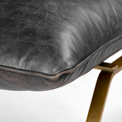 Mercana - Flavelle II Black Leather Cushion Seat and Solid Iron Base Accent Chair - 68576 view 4