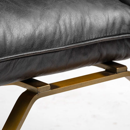 Mercana - Flavelle II Black Leather Cushion Seat and Solid Iron Base Accent Chair - 68576 view 5