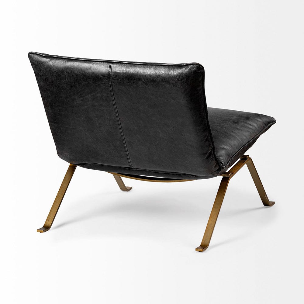 Mercana - Flavelle II Black Leather Cushion Seat and Solid Iron Base Accent Chair - 68576 view 8