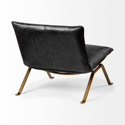 Mercana - Flavelle II Black Leather Cushion Seat and Solid Iron Base Accent Chair - 68576 view 8