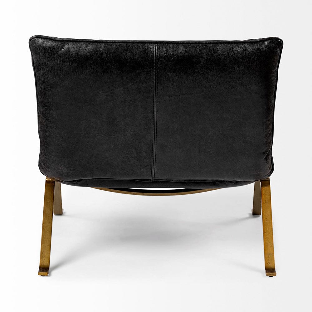 Mercana - Flavelle II Black Leather Cushion Seat and Solid Iron Base Accent Chair - 68576 view 9