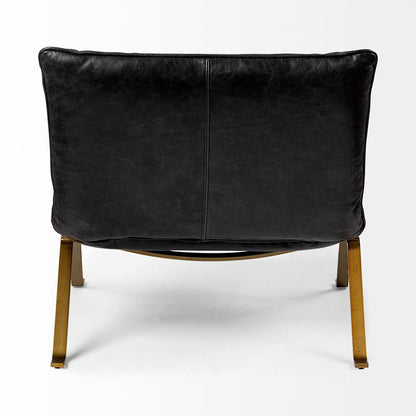 Mercana - Flavelle II Black Leather Cushion Seat and Solid Iron Base Accent Chair - 68576 view 9