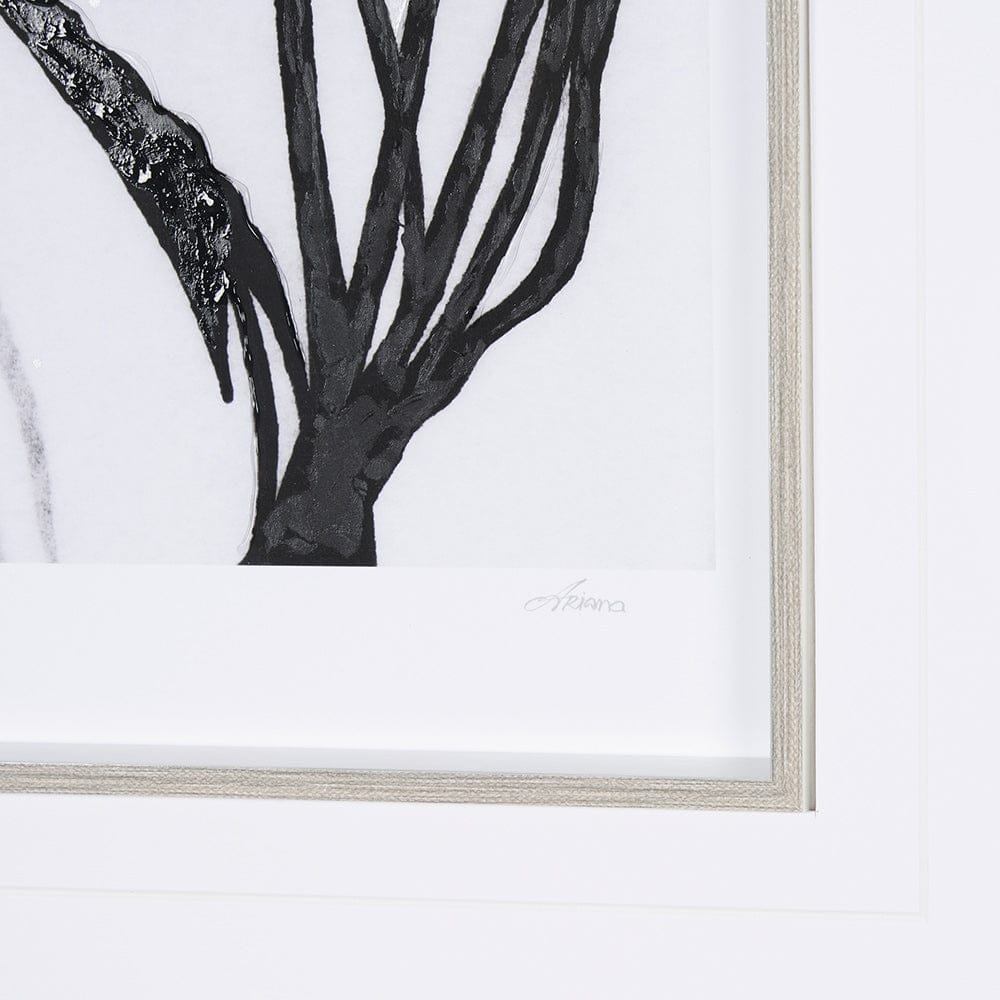 Mercana - Floral Silhouette III by Mercana Studio Hand Embellished Textured Framed Art Print Matted under Glas - 15012 view 6