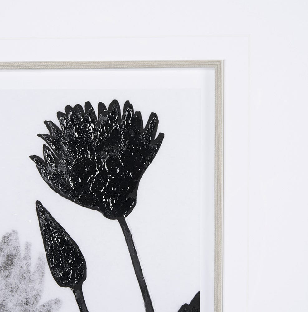Mercana - Floral Silhouette III by Mercana Studio Hand Embellished Textured Framed Art Print Matted under Glas - 15012 view 7