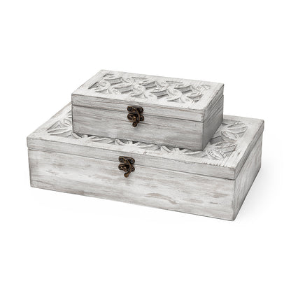 Mercana - Floribundus Off-White Decorative Boxes (Set of 2) - 57544_CLOSEOUT view 1