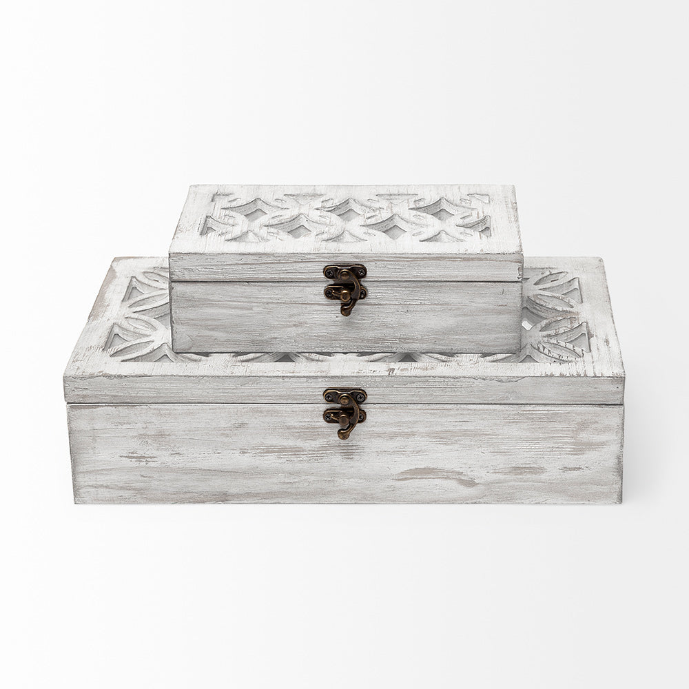 Mercana - Floribundus Off-White Decorative Boxes (Set of 2) - 57544_CLOSEOUT view 2