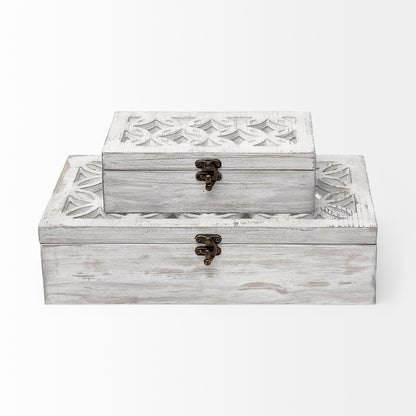 Mercana - Floribundus Off-White Decorative Boxes (Set of 2) - 57544_CLOSEOUT view 2