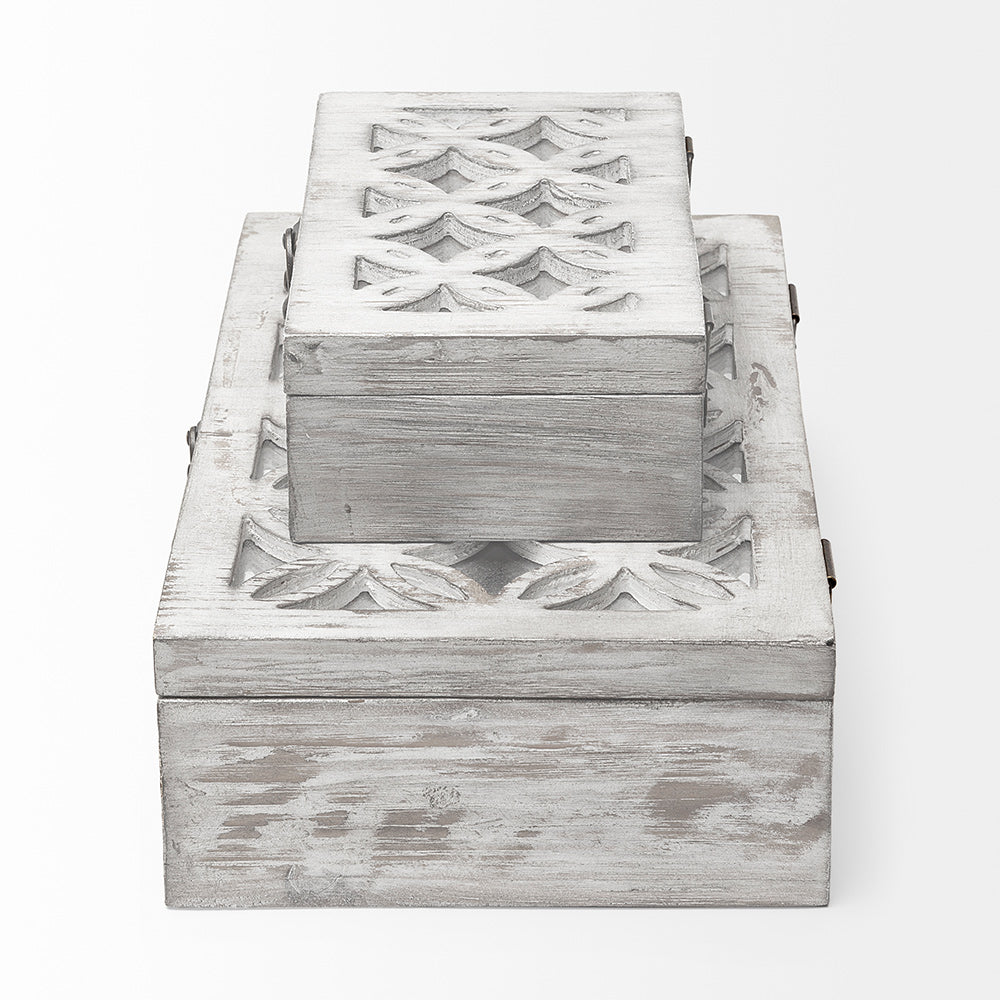 Mercana - Floribundus Off-White Decorative Boxes (Set of 2) - 57544_CLOSEOUT view 3