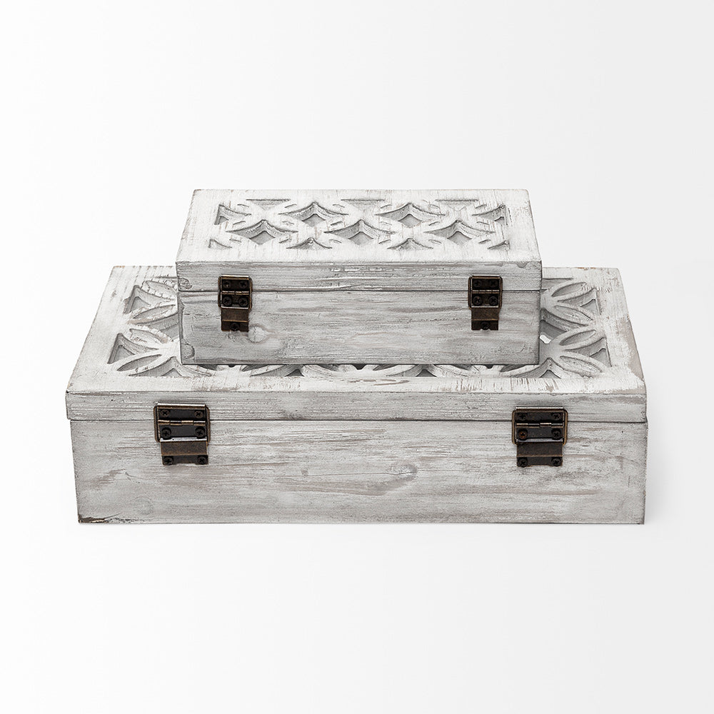 Mercana - Floribundus Off-White Decorative Boxes (Set of 2) - 57544_CLOSEOUT view 4