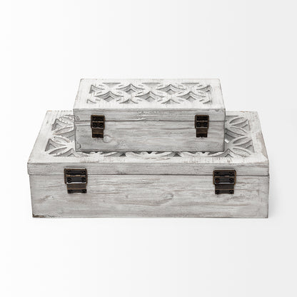 Mercana - Floribundus Off-White Decorative Boxes (Set of 2) - 57544_CLOSEOUT view 4
