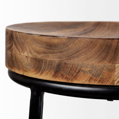 Mercana - Flynn 26.25" Seat Height Brown Wood Seat Black Metal Frame Stool - 50467_CLOSEOUT view 3