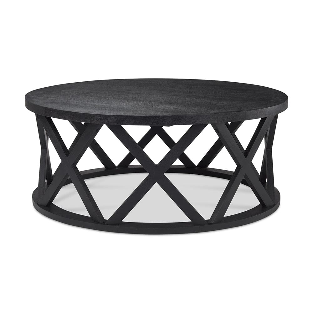 Mercana - Forsey 28.0L x 45.3W x 18.0H Black Solid Wood Round Coffee Table - 69745 view 1