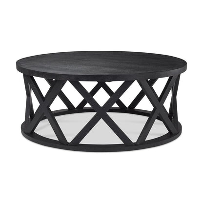 Mercana - Forsey 28.0L x 45.3W x 18.0H Black Solid Wood Round Coffee Table - 69745 view 1