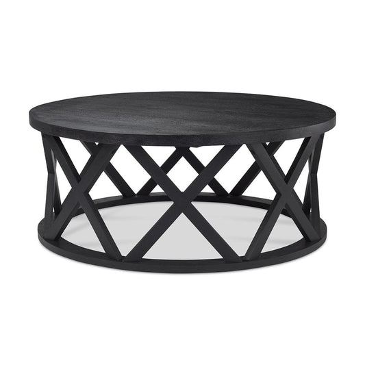 Mercana - Forsey 28.0L x 45.3W x 18.0H Black Solid Wood Round Coffee Table - 69745 view 1