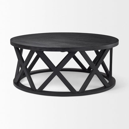 Mercana - Forsey 28.0L x 45.3W x 18.0H Black Solid Wood Round Coffee Table - 69745 view 2