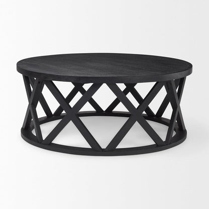Mercana - Forsey 28.0L x 45.3W x 18.0H Black Solid Wood Round Coffee Table - 69745 view 3