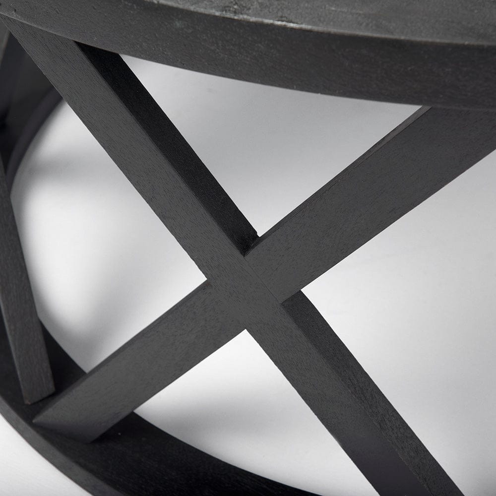Mercana - Forsey 28.0L x 45.3W x 18.0H Black Solid Wood Round Coffee Table - 69745 view 6