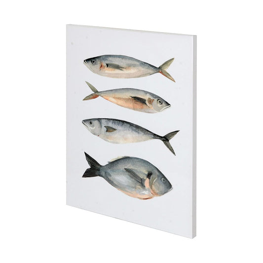 Mercana - Four Fish I by Emma Scarvey a Hand Embellished Textured Canvas - 101083-L view 1