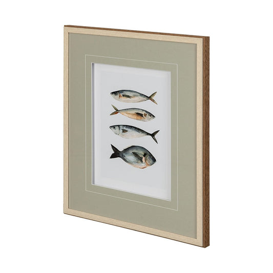 Mercana - Four Fish I by Emma Scarvey a Hand Embellished Textured Framed Art Print Matted under Glass - 12291 view 1