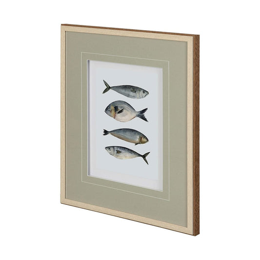 Mercana - Four Fish II by Emma Scarvey a Hand Embellished Textured Framed Art Print Matted under Glass - 12292 view 1