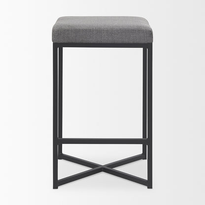 Mercana - Frodo 16.5L x 16.5W x 26.4H Gray Fabric Seat W/Black Iron Frame Counter Stool - 69574 view 2
