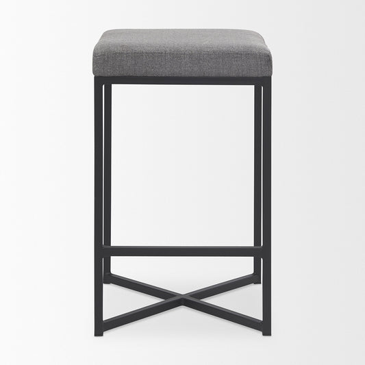 Mercana - Frodo 16.5L x 16.5W x 26.4H Gray Fabric Seat W/Black Iron Frame Counter Stool - 69574 view 2