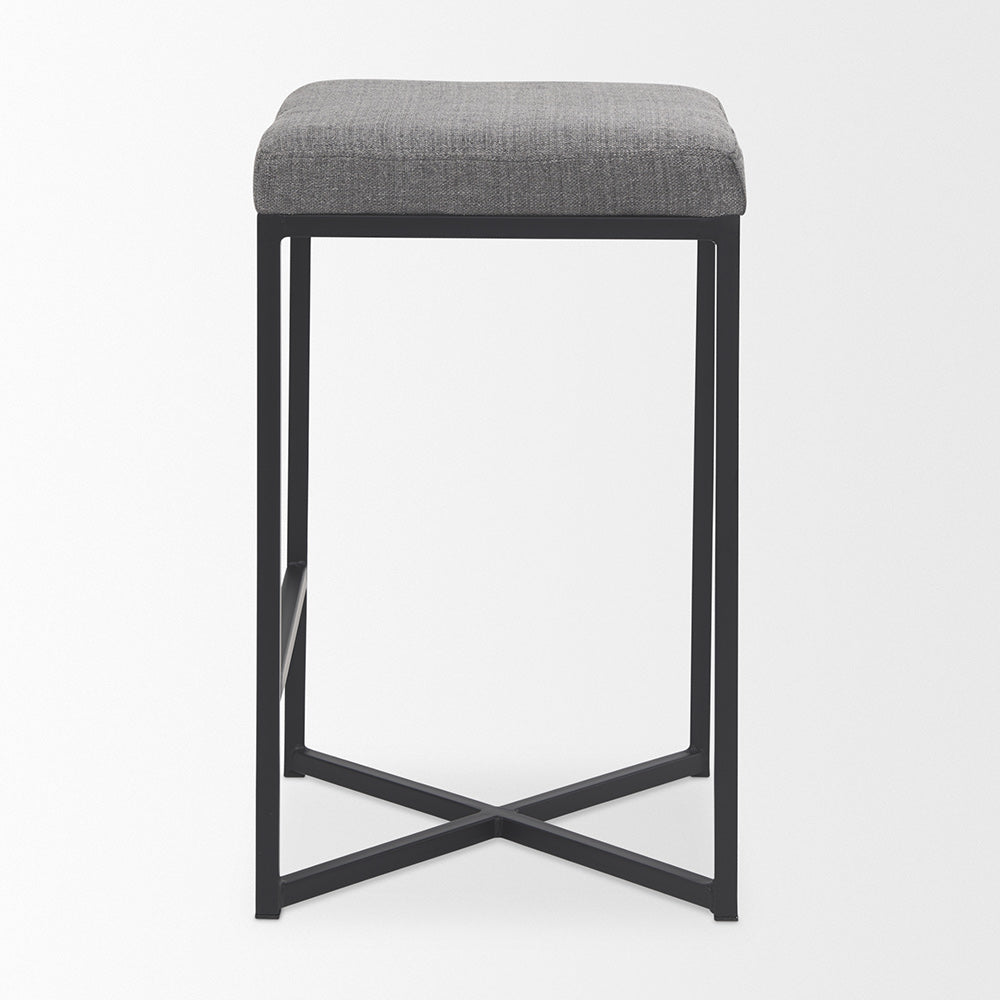 Mercana - Frodo 16.5L x 16.5W x 26.4H Gray Fabric Seat W/Black Iron Frame Counter Stool - 69574 view 3