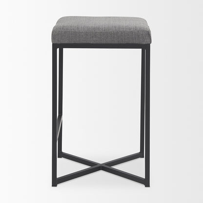 Mercana - Frodo 16.5L x 16.5W x 26.4H Gray Fabric Seat W/Black Iron Frame Counter Stool - 69574 view 3