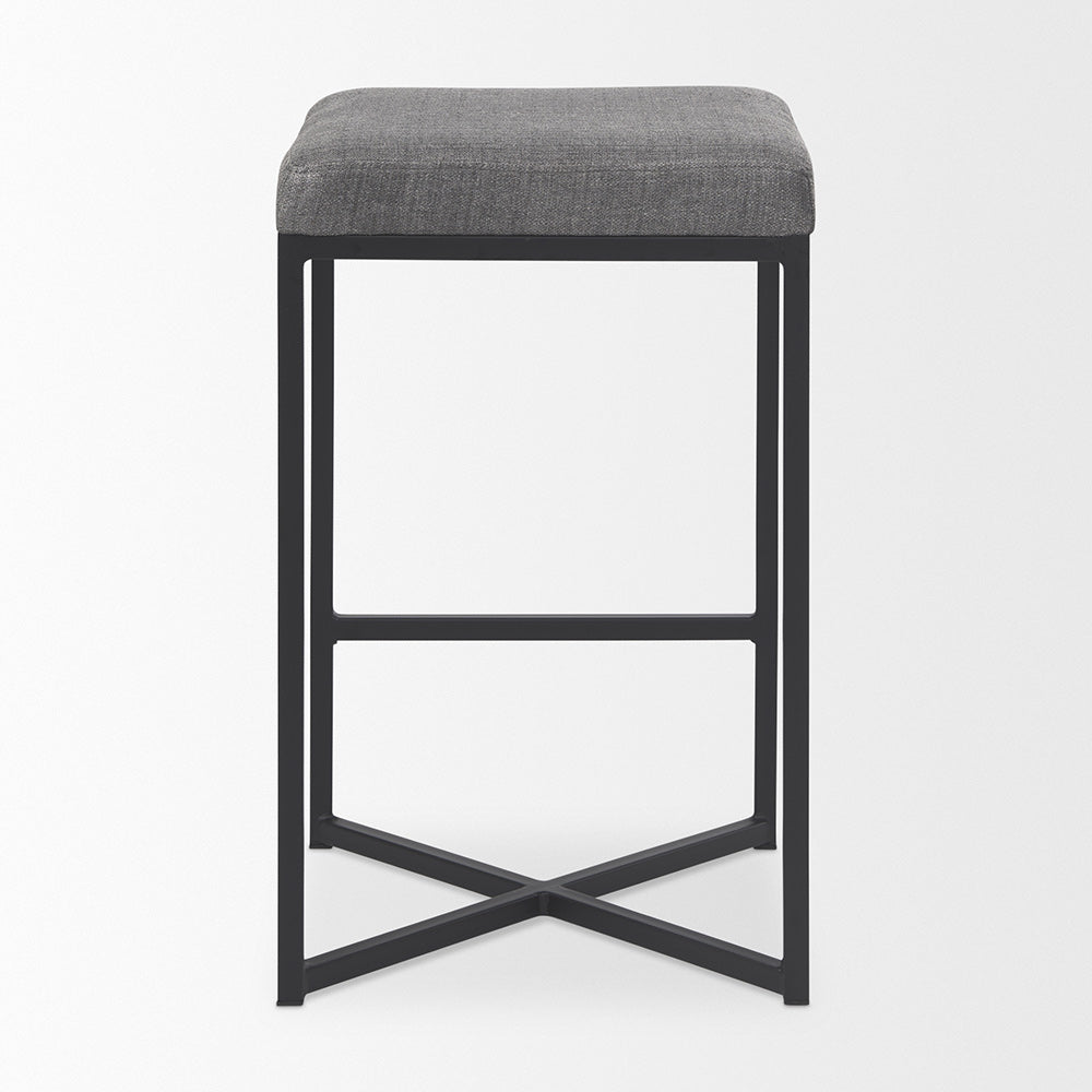 Mercana - Frodo 16.5L x 16.5W x 26.4H Gray Fabric Seat W/Black Iron Frame Counter Stool - 69574 view 4