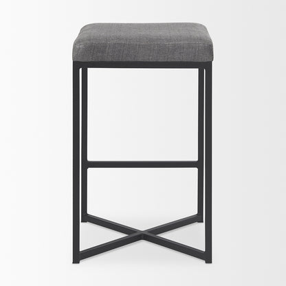 Mercana - Frodo 16.5L x 16.5W x 26.4H Gray Fabric Seat W/Black Iron Frame Counter Stool - 69574 view 4