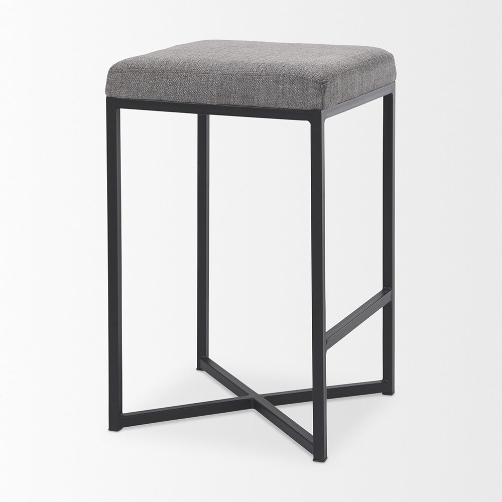 Mercana - Frodo 16.5L x 16.5W x 26.4H Gray Fabric Seat W/Black Iron Frame Counter Stool - 69574 view 5