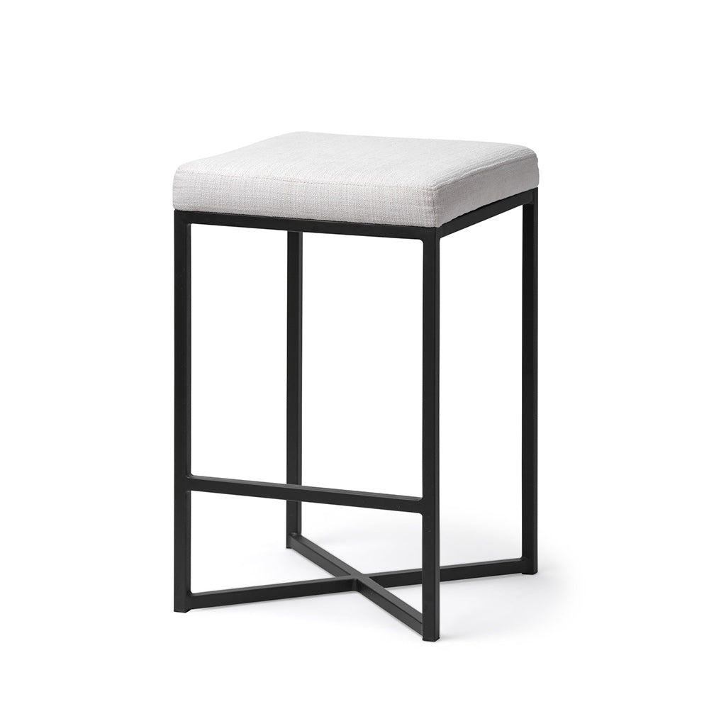 Mercana - Frodo 26" Seat Height White Fabric Seat Black Metal Base Stool - 68444 view 1