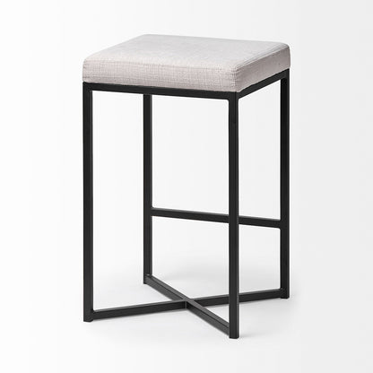 Mercana - Frodo 26" Seat Height White Fabric Seat Black Metal Base Stool - 68444 view 2