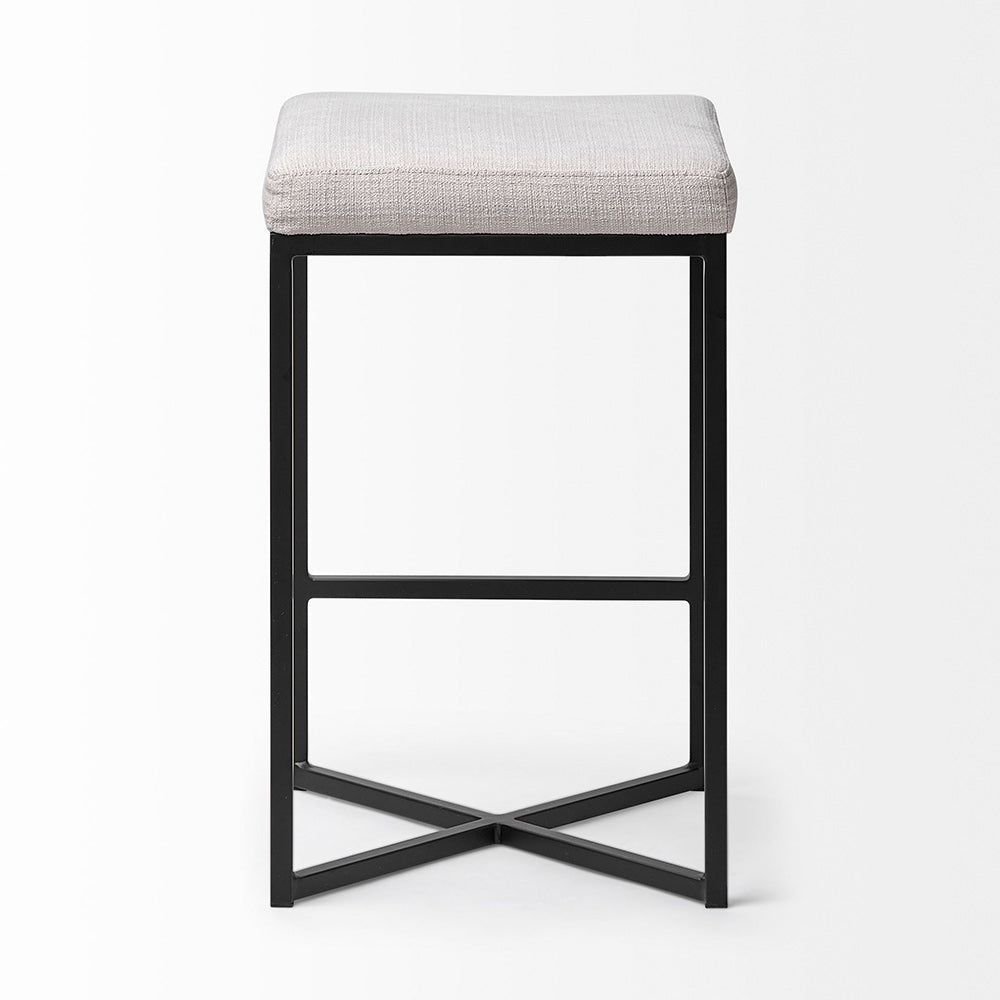 Mercana - Frodo 26" Seat Height White Fabric Seat Black Metal Base Stool - 68444 view 3