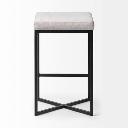Mercana - Frodo 26" Seat Height White Fabric Seat Black Metal Base Stool - 68444 view 3