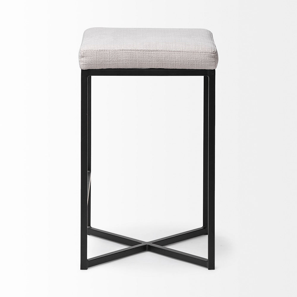 Mercana - Frodo 26" Seat Height White Fabric Seat Black Metal Base Stool - 68444 view 4