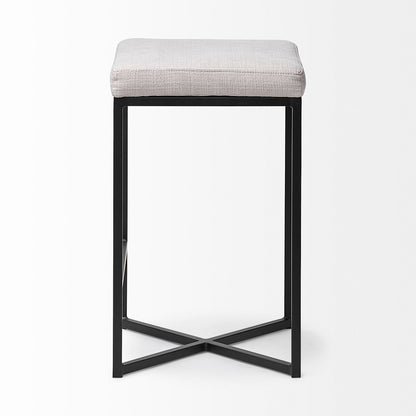 Mercana - Frodo 26" Seat Height White Fabric Seat Black Metal Base Stool - 68444 view 4