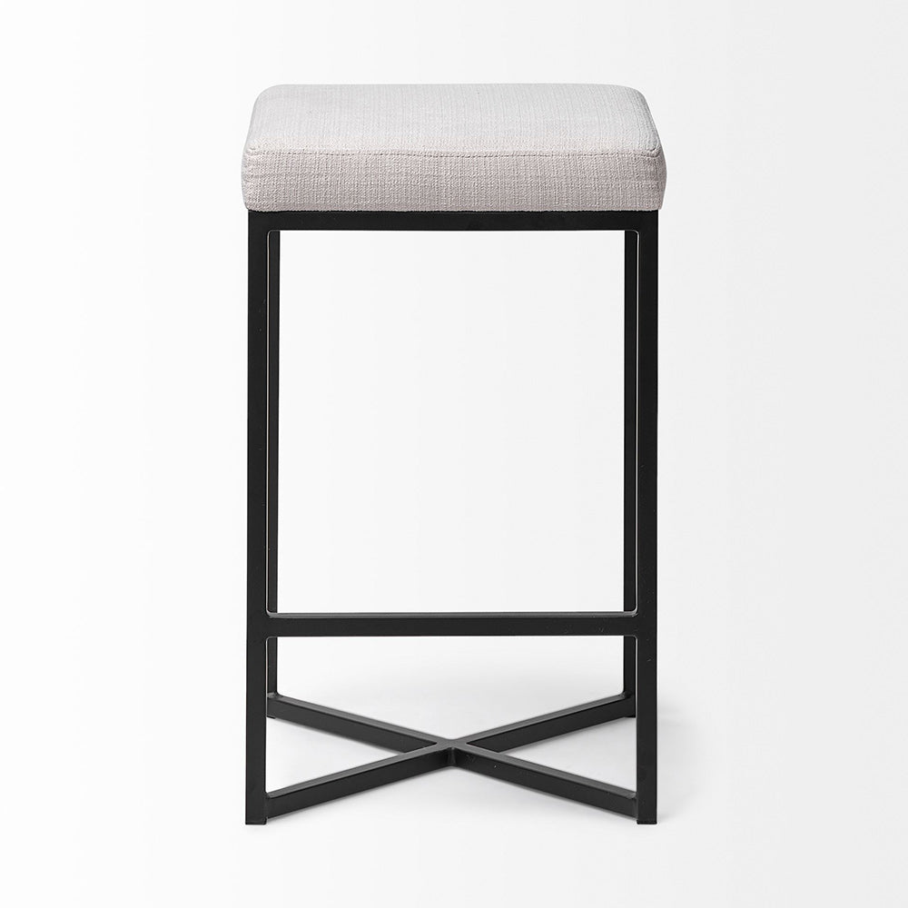 Mercana - Frodo 26" Seat Height White Fabric Seat Black Metal Base Stool - 68444 view 5
