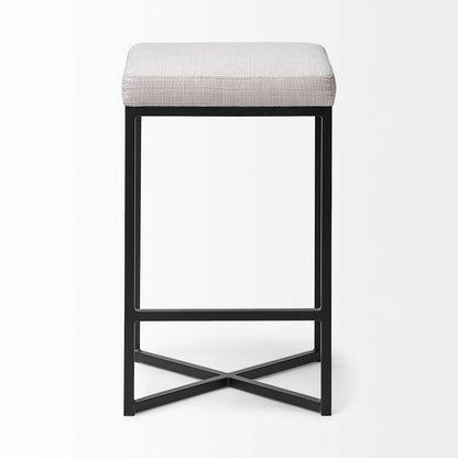 Mercana - Frodo 26" Seat Height White Fabric Seat Black Metal Base Stool - 68444 view 5