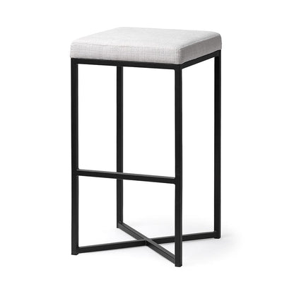 Mercana - Frodo 29.75" Seat Height White Fabric Seat Black Metal Base Stool - 68445 view 1