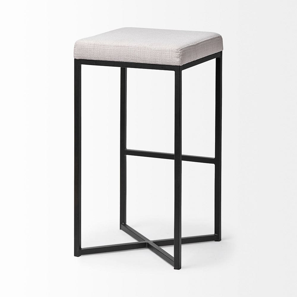 Mercana - Frodo 29.75" Seat Height White Fabric Seat Black Metal Base Stool - 68445 view 2