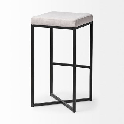 Mercana - Frodo 29.75" Seat Height White Fabric Seat Black Metal Base Stool - 68445 view 2