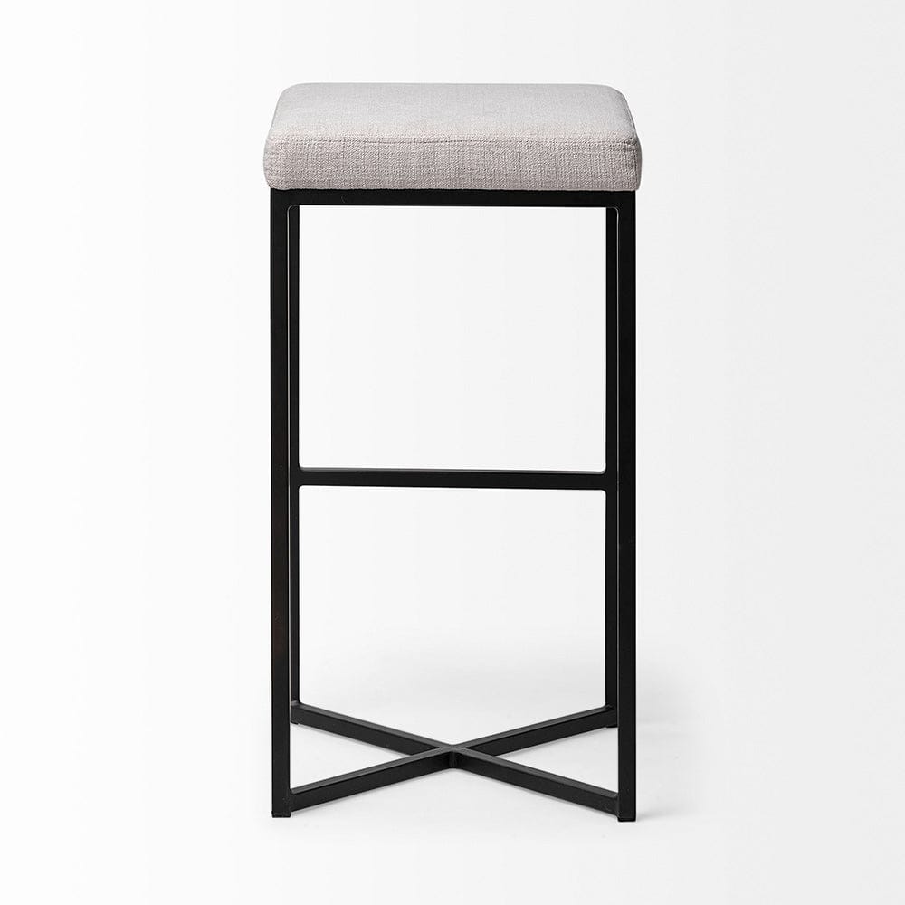 Mercana - Frodo 29.75" Seat Height White Fabric Seat Black Metal Base Stool - 68445 view 3